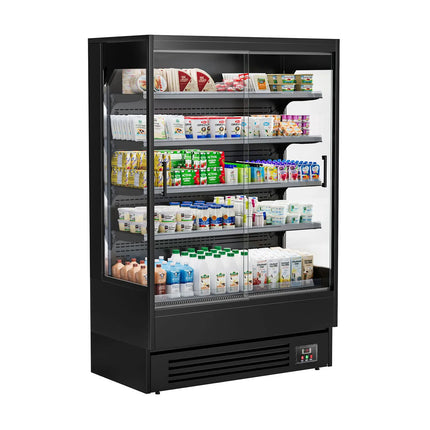 GGM Gastro Commercial multideck display fridge - 1320mm - 595L - with 2 sliding glass doors & 4 shelves - Black
