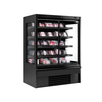 GGM Gastro Commercial multideck display fridge - 1330mm - 455L - with 2 hinged glass doors & 4 shelves - Black