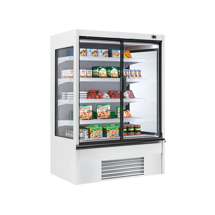 GGM Gastro Commercial multideck display fridge - 1330mm - 455L - with 2 hinged glass doors & 4 shelves - White