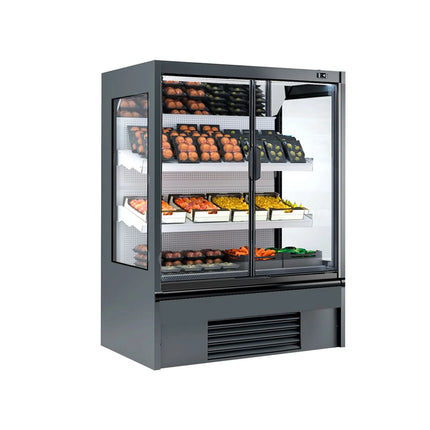 GGM Gastro Commercial multideck display fridge - 1330mm - 569L - with 2 hinged glass doors & 2 shelves - Anthracite