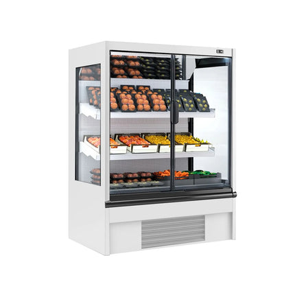 GGM Gastro Commercial multideck display fridge - 1330mm - 569L - with 2 hinged glass doors & 2 shelves - White