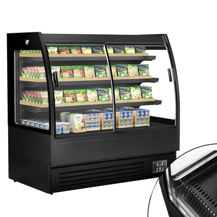 GGM Gastro Commercial multideck display fridge - 1500mm - 480L - with 2 double‑glazed sliding doors & 3 shelves - Black