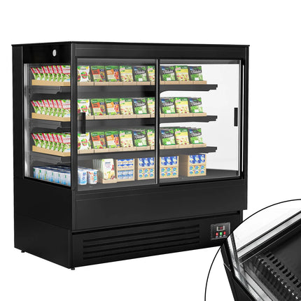 GGM Gastro Commercial multideck display fridge - 1520mm - 493L - with 2 double‑glazed sliding doors & 3 shelves - Black