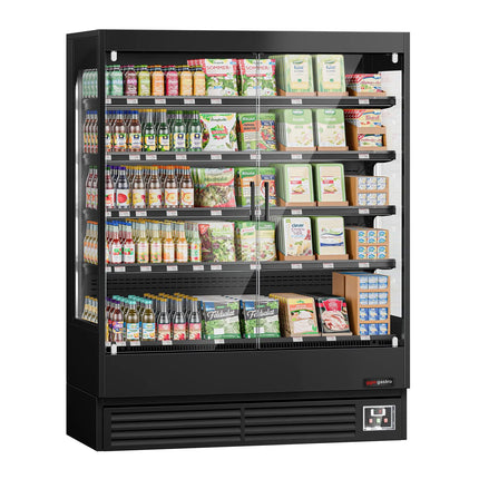 GGM Gastro Commercial multideck display fridge - 1524mm - 693L - with 2 hinged glass doors & 4 shelves - Black