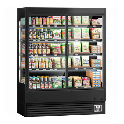 GGM Gastro Commercial multideck display fridge - 1524mm - 693L - with 2 hinged glass doors & 4 shelves - Black