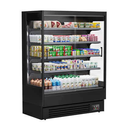 GGM Gastro Commercial multideck display fridge - 1524mm - 693L - with 2 sliding glass doors & 4 shelves - Black