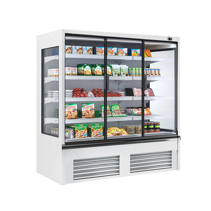 GGM Gastro Commercial multideck display fridge - 1875mm - 683L - with 3 double‑glazed hinged glass doors & 4 shelves - White