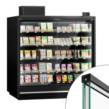 GGM Gastro Commercial multideck display fridge - 1875mm - with 4 hinged glass doors & 5 shelves - Black