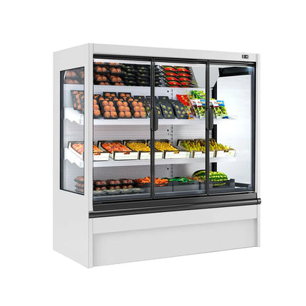GGM Gastro Commercial multideck display fridge - 1955mm - 555L - with 1 double‑glazed hinged glass door & 2 shelves - White