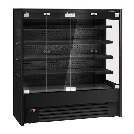 GGM Gastro Commercial multideck display fridge - 1960mm - with 4 hinged glass doors & 4 shelves - Black