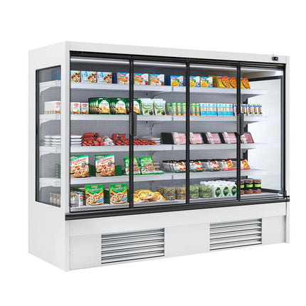 GGM Gastro Commercial multideck display fridge - 2580mm - 910L - with 4 hinged glass doors & 4 shelves - White
