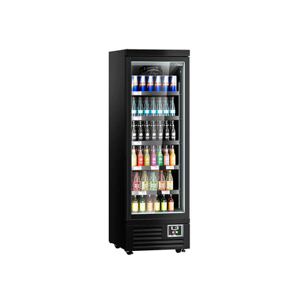 GGM Gastro Commercial multideck display fridge - 630mm - 443L - with 1 hinged glass door & 5 shelves - Black