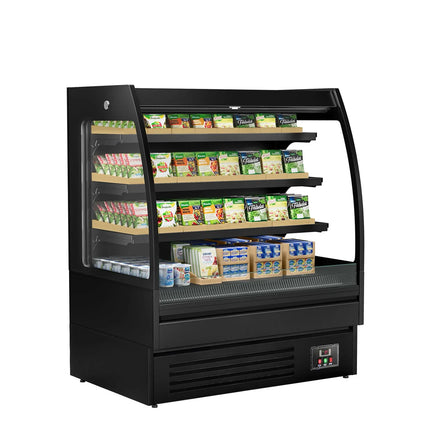 GGM Gastro Commercial multideck display fridge - Open front - 1200mm - 380L - with 3 shelves - Black