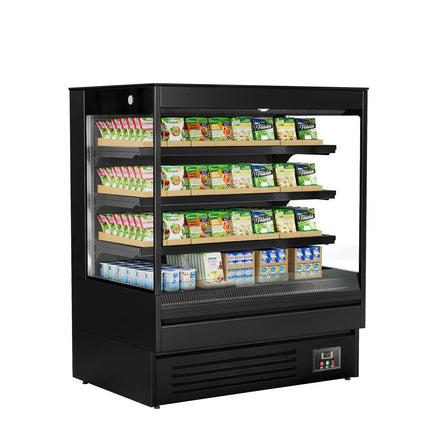 GGM Gastro Commercial multideck display fridge - Open front - 1200mm - 390L - with 3 shelves - Black