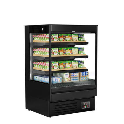 GGM Gastro Commercial multideck display fridge - Open front - 900mm - 287L - with 3 shelves - Black