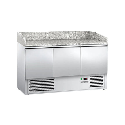 GGM Gastro Commercial Pizza Prep Counter - Granite Top ECO - 1400x700mm - with 3 doors