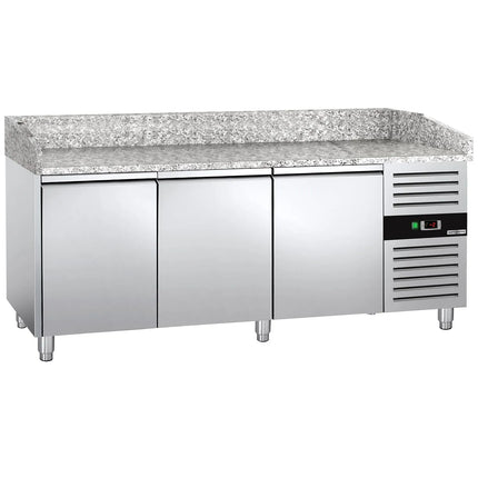 GGM Gastro Commercial Pizza Prep Counter - Granite Top ECO - 2025x800mm - with 3 doors