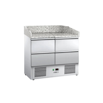 GGM Gastro Commercial Pizza Prep Counter - Granite Top ECO - 935x700mm - with 0 doors & 4 drawers