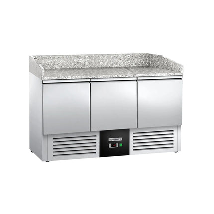 GGM Gastro Commercial Pizza Prep Counter - Granite Top PREMIUM - 1400x700mm - with 3 doors