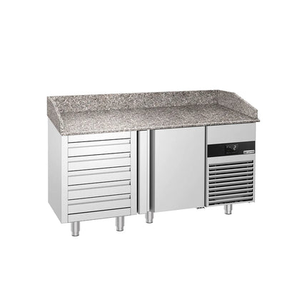 GGM Gastro Commercial Pizza Prep Counter - Granite Top PREMIUM - 1550x800mm - with 3 doors & 3 drawers