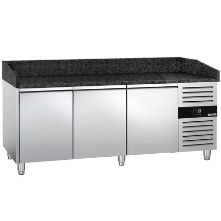 GGM Gastro Commercial Pizza Prep Counter - Granite Top PREMIUM - 2025x800mm - with 3 doors