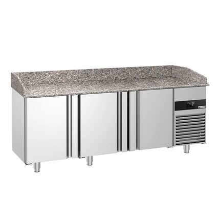 GGM Gastro Commercial Pizza Prep Counter - Granite Top PREMIUM - 2100x800mm - with 3 doors