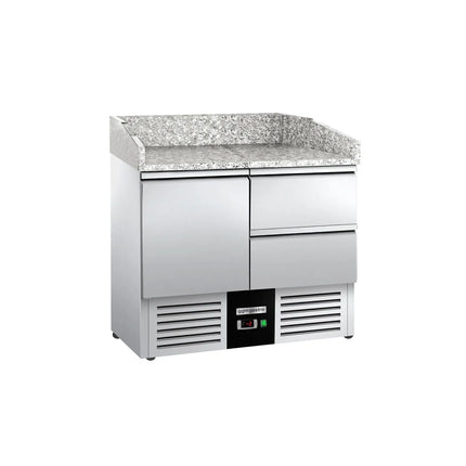 GGM Gastro Commercial Pizza Prep Counter - Granite Top PREMIUM - 935x700mm - with 1 doors & 2 drawers