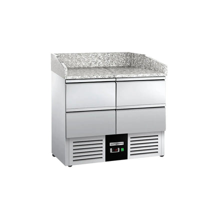 GGM Gastro Commercial Pizza Prep Counter - Granite Top PREMIUM - 935x700mm - with 0 doors & 4 dough drawers