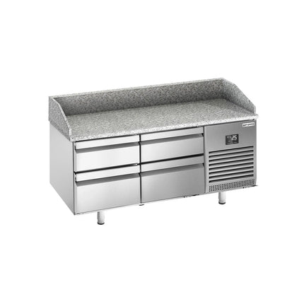 GGM Gastro Commercial Pizza Prep Counter - Granite Top PREMIUM PLUS - 1490x700mm - with 0 doors & 4 drawers