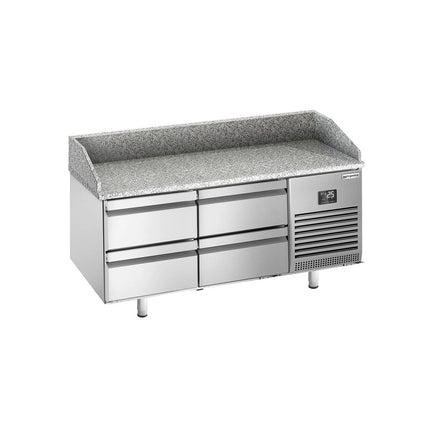 GGM Gastro Commercial Pizza Prep Counter - Granite Top PREMIUM PLUS - 1490x700mm - with 0 doors & 4 drawers
