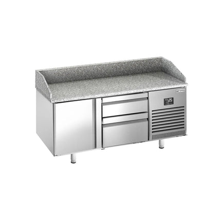 GGM Gastro Commercial Pizza Prep Counter - Granite Top PREMIUM PLUS - 1490x700mm - with 1 doors & 2 drawers