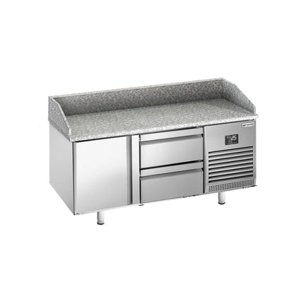 GGM Gastro Commercial Pizza Prep Counter - Granite Top PREMIUM PLUS - 1490x700mm - with 1 doors & 2 drawers