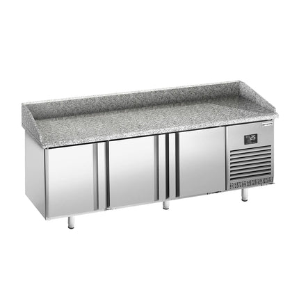 GGM Gastro Commercial Pizza Prep Counter - Granite Top PREMIUM PLUS - 1980x700mm - with 3 doors