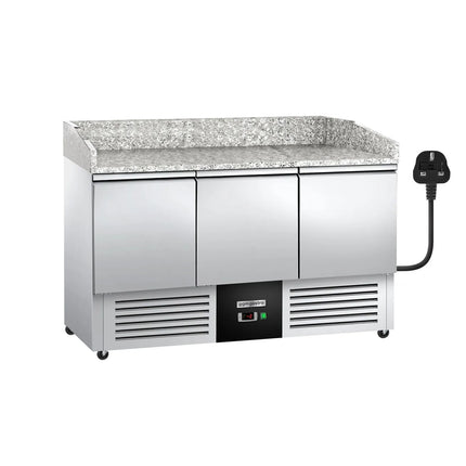 GGM Gastro Commercial Pizza Prep Counter PREMIUM – 1400 × 700 mm – with 3 Doors