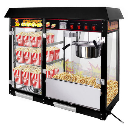 GGM Gastro Commercial Popcorn Machine with Nacho Warmer - 1.70kW - 5kg/h - with 3 heated shelves - Black