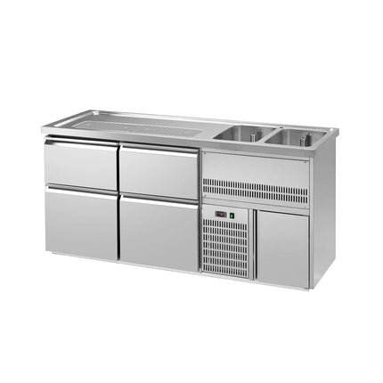 GGM Gastro Commercial Refrigerated Beer Counter PREMIUM PLUS- 1950x700mm - with 4 drawers