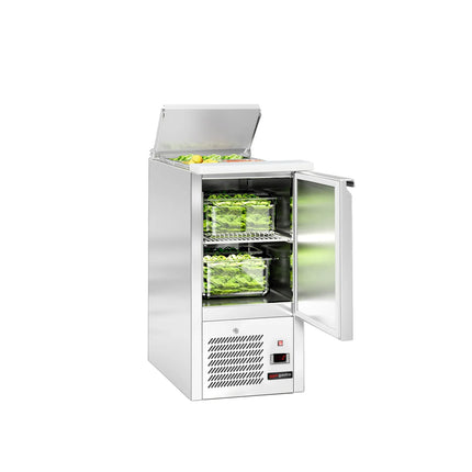 GGM Gastro Commercial Saladette Counter ECO - 450mm - 102L - 1 door - open top for 1 x GN 1/1 & stainless steel hinged lid