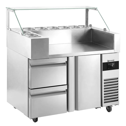 GGM Gastro Commercial Saladette Prep Counter - 1210x700mm - with 1 Door & 2 Drawers - for 9x GN 1/6