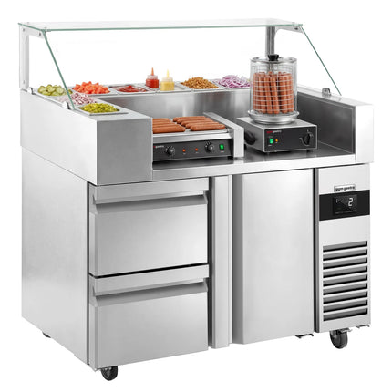 GGM Gastro Commercial Saladette Prep Counter - 1210x700mm - with 1 Door & 2 Drawers - for 9x GN 1/6