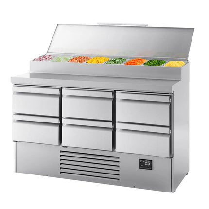 GGM Gastro Commercial Saladette Prep Counter - 1460x700mm - 6 Drawers - for 8x GN 1/4