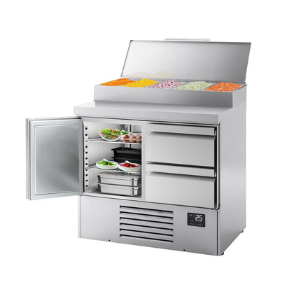 GGM Gastro Commercial Saladette Prep Counter - 978x700mm - 1 Door & 2 Drawers - for 5x GN 1/4