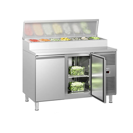 GGM Gastro Commercial Saladette Prep Counter ECO - 1360x700mm - 2 Doors - for 7x GN 1/3