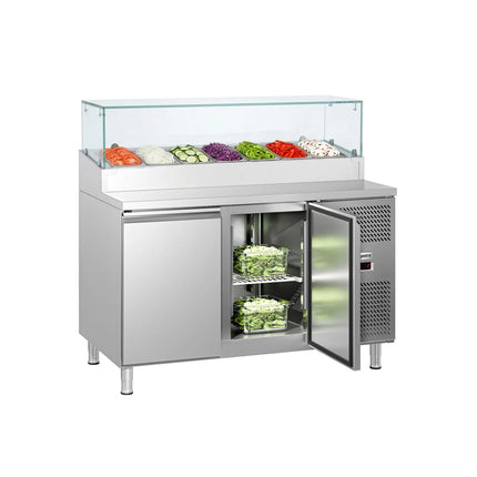 GGM Gastro Commercial Saladette Prep Counter ECO - 1360x700mm - 2 Doors - topper for 7x GN 1/3