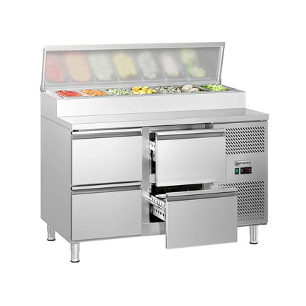 GGM Gastro Commercial Saladette Prep Counter ECO - 1360x700mm - 4 Drawers - for 7x GN 1/3