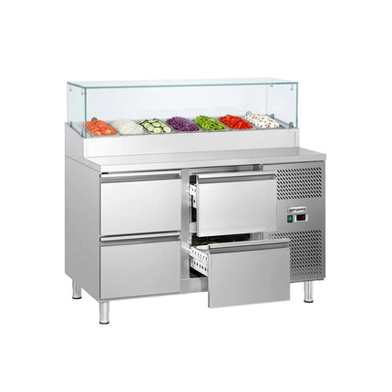 GGM Gastro Commercial Saladette Prep Counter ECO - 1360x700mm - 4 Drawers - for 7x GN 1/3