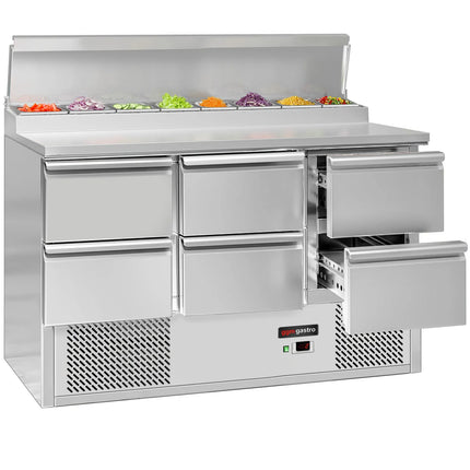 GGM Gastro Commercial Saladette Prep Counter ECO - 1368x700mm - 6 Drawers - for 8x GN 1/6