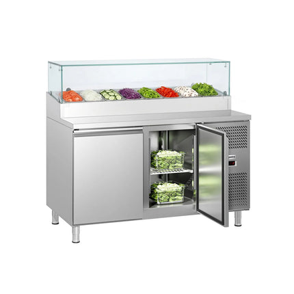 GGM Gastro Commercial Saladette Prep Counter ECO - 1510x800mm - 2 Doors - topper for 8x GN 1/3