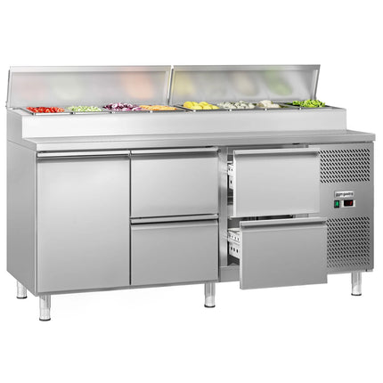 GGM Gastro Commercial Saladette Prep Counter ECO - 1795mm - 1 Door & 4 Drawers - for 8x GN 1/3