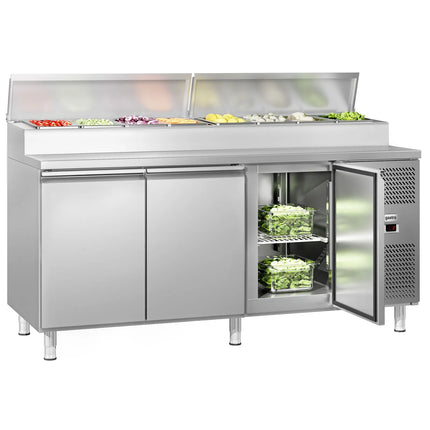GGM Gastro Commercial Saladette Prep Counter ECO - 1795mm - 3 Doors - for 8x GN 1/3