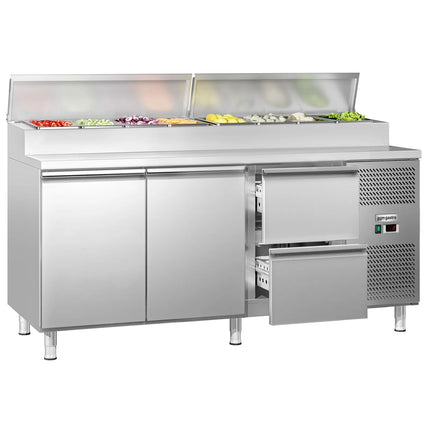 GGM Gastro Commercial Saladette Prep Counter ECO - 1795x700mm - 2 Doors & 2 Drawers - for 8x GN 1/3